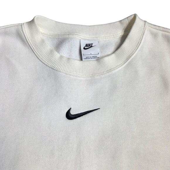 Nike Vtg 2000’s Oversized Center Swoosh Y2k Streetwear Sweatshirt White LARGE - Picture 1 of 7